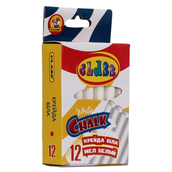 White chalk 12 pcs. round "Class" /7608/ 10*82mm. (24/288)