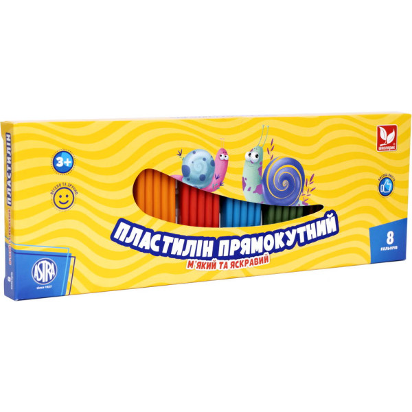 Plasticine wax "Schoolboy" 8 pcs. rectangular /303116002-UA/ 176 g (1/22)