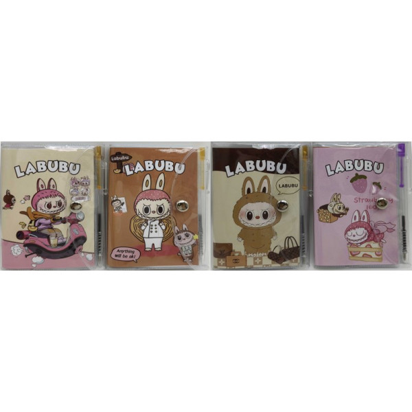 Блокнот 10,5*13,5см/60арк. /503800/ == на кнопці з ручкою "Labubu Лабубу" (1/12)