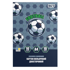 Картон цветной А4/10л "YES" /955502/ Football двухсторонняя папка (1/100)