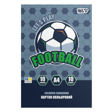 Картон цветной А4/10л "YES" /955491/ Football односторонняя папка (1/100)