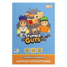 Картон цветной А4/10л "YES" /955490/ Stumble Guys односторонняя папка (1/100)