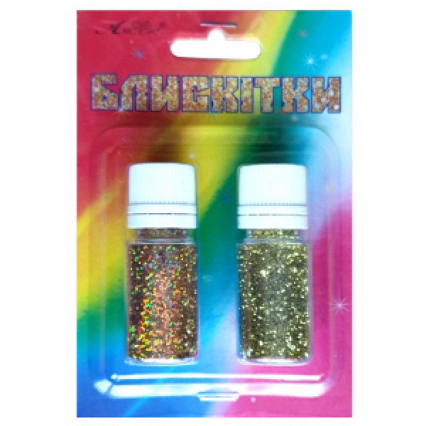 Glitter n-r-22 "Atlas" /AS-2222, A-992/ Holographic gold + gold, 7 g/2 pcs. (1/12)