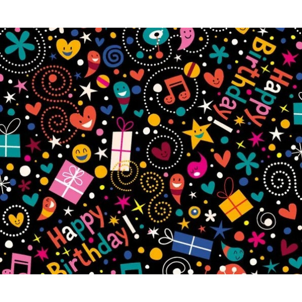 Папір пакувальний офсет "Unison" /PCZ10070-10-614/ Happy birthday 0,7*1м, 10арк. 0,6*6м