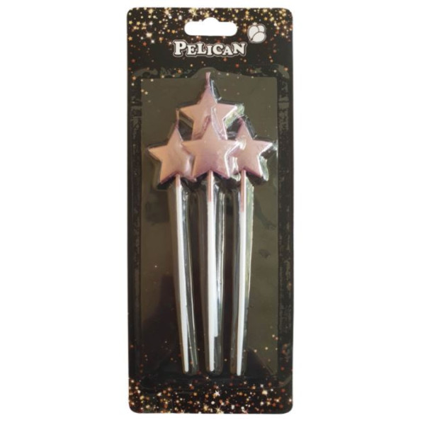 Set of candles for a cake /868613/ "STAR on a stick", rose gold 4pcs/pack (1/12)