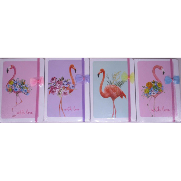 Notepad A5/80 /1034/ on rubber band "Flamingo", # and = (1/60/120)
