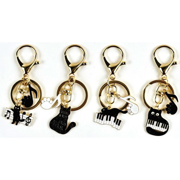 Metal keychain /678-13/ "Musical cat" 6cm (12)