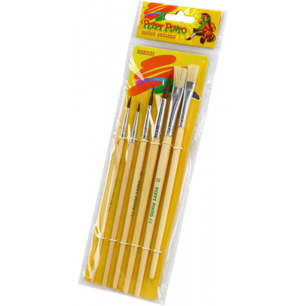 Set of brushes "Peppy Pinto" /АВ-6/ 6 pcs (4 round pony + 2 flat bristles) (12/240)