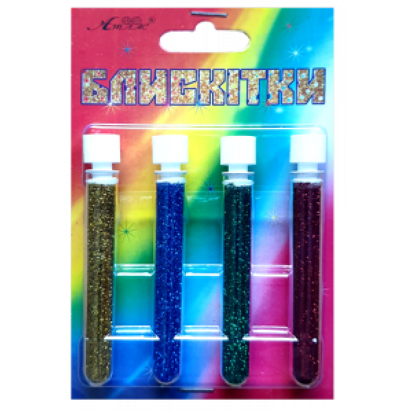 Glitter No. 4 "Atlas" /AS-2204, A-973/ gray+blue+green+red, 2 g/4 pcs. (1/12)