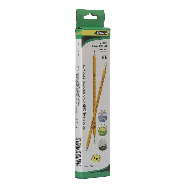 Pencil "4OFFICE" /4-111/ HB with last, yellow body, plastic (12/144)