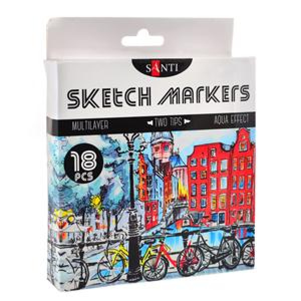 Two-page set. markers "SANTI sketch" /390527/ 18 pcs/pack, 3/4.7 mm (1/12/48)