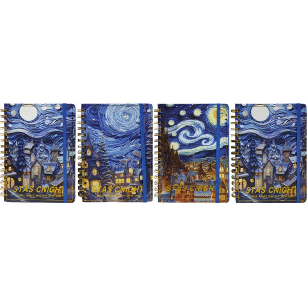 Notebook A5/80 sheets. /536-8XQ/ # on a spiral on an eraser "Van Gogh" (1/12)