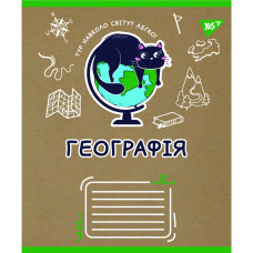 Тетрадь уч. "YES" 48л.# /767453/ "ПРЕДМЕТКА - ГЕОГРАФИЯ (Black cat) крафт (5/200)