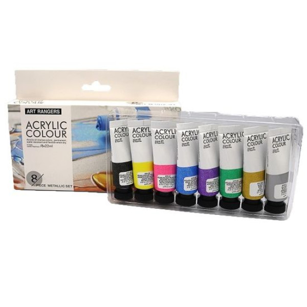 Set of acrylic paints "Art rangers" /PA4208022A/FEA0822T-М/ 8 colors*22ml, plastic. tuba, METALLIC (1/6/24)