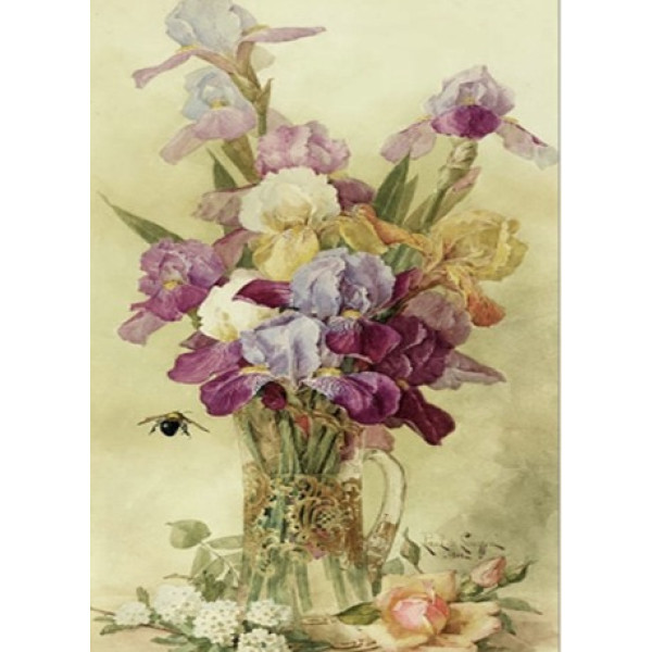 Diamond mosaic "Go to art" /189721/ "Still life with a bumblebee and irises" 30*40 cm on a stretcher