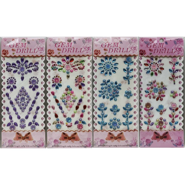 Self-adhesive rhinestones /ST-7004/ "Rhinestones - patterns" 8.5*22.5cm (12)
