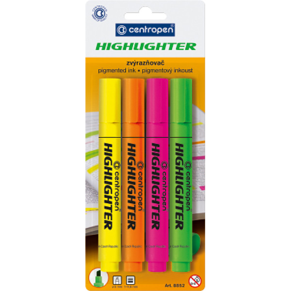 Set of text markers "Centropen" /8852/4/BL/ 4 pcs., blister