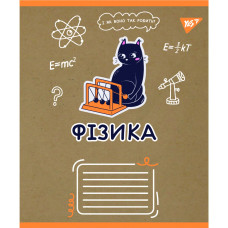 Тетрадь уч. "YES" 48л.# /767463/ "ПРЕДМЕТКА - ФИЗИКА (Black cat) крафт (5/200)