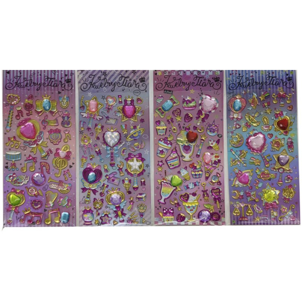 Sticker /ST-4511/ three-dimensional "Big rhinestones" 20.5*9cm, mix (12/600)
