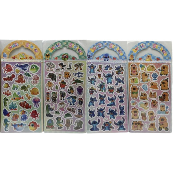 Stickers /ST-4614/ - holographic handbag 13.5*30cm "Stitch, capybara, Italian Brainrot memes, fish" (12)