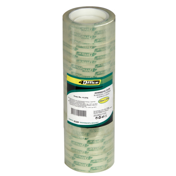 Stationery tape 18*20 m. "4OFFICE" /4-376/ transparent (8/480)