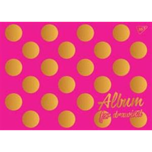 Album for drawing A4/20 sheets. "YES" /130380/ spiral mat.lam+gold foil, Oh, my album, 100gr/m2, (3/108)