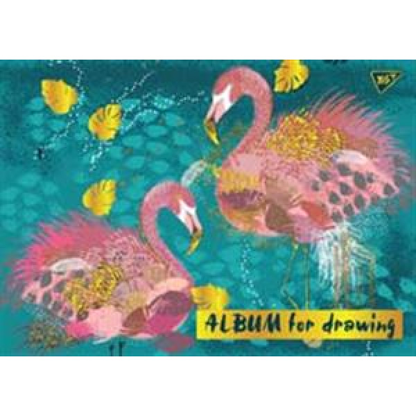 Album for drawing A4/20 sheets. "YES" /130377/ spiral mat.lam+ glit. Zol+fol zol, Opium, 100g/m2, (3/108)