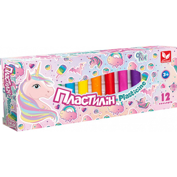 Plasticine wax "Schoolboy" 12 pcs. round Unicorn /303221007-UA 156 g (1/26)