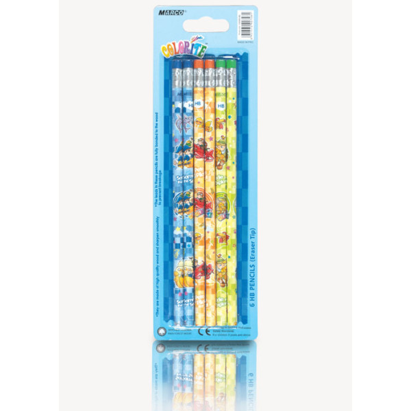 Pencil simple 1000EV- 6BL "Colorite" HB with eraser. (boys) 6 pcs. (24/288)