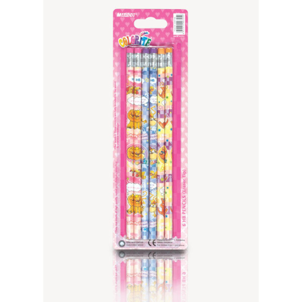 Pencil pr. 1000ER- 6BL "Colorite" HB with rubber. (girl) 6 pcs. (24/288)
