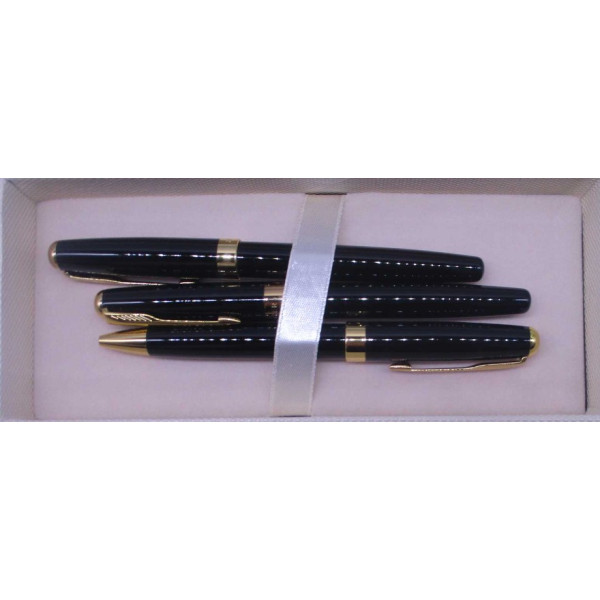 Gift pen 3 pcs. "Sonata" /BRF-388-2/ ballpoint + rollerball + pen Black + Gold core 601