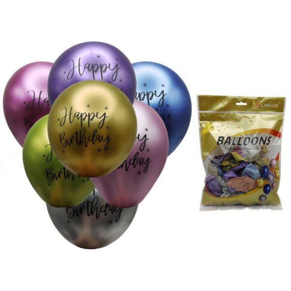 Набір повітряних кульок /302-4-Н/ "Happy bіrthday" 30см набір 50шт.асорті (1/10)