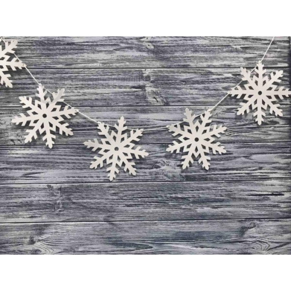 String garland "Diamond handles" /120598/ "Snowflakes", 2 m, white, felt