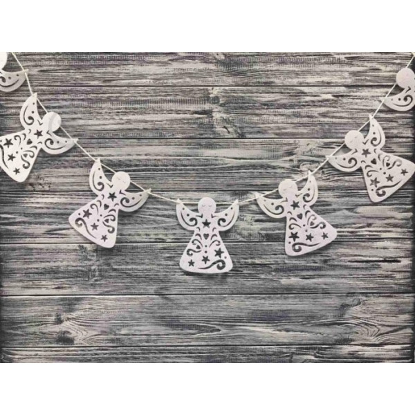 String garland "Diamond Handles" /120599/ "Angel", 2 m, white, felt NEW YEAR'S