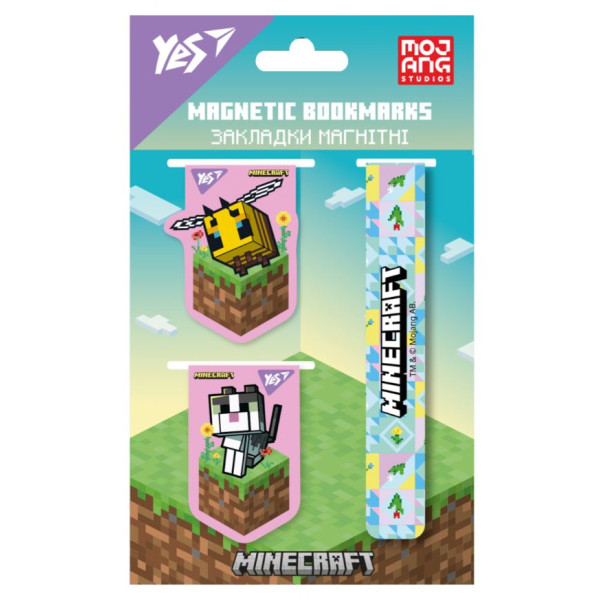 Закладка-магніт "YES" /708343/ "Minecraft.Spring", 3 шт. (1/10/50)