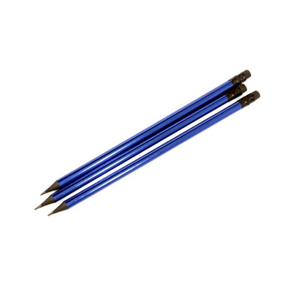 Pencil b/h "WB" /1321/ black plastic+foil+rubber, blue (48)