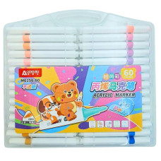 Набір маркерів 60 кол. "AODEMEI" /M6156-60/ акрилових Washable "Animals", plastic box (1/24)