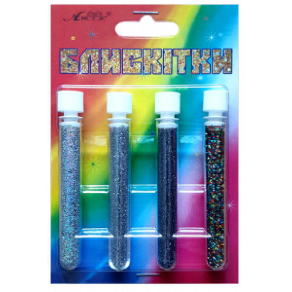 Glitter No. 7 "Atlas" /AS-2207, A-976/ silver + silver head + platinum + mix, 2 g/4 pcs. (1/12)