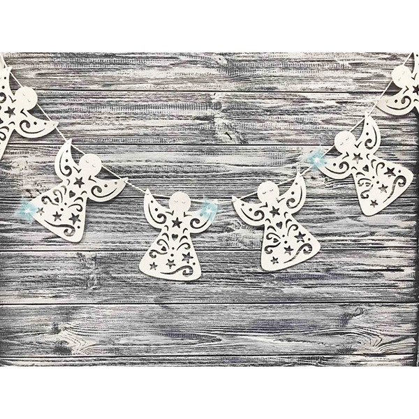 String garland "Diamond handles" /123026/ "Angel", 2 m, foamiran, white
