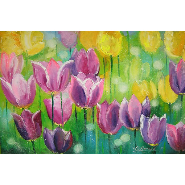 Diamond mosaic "Go to art" /177165/ "Tulips in the field" 20*30cm