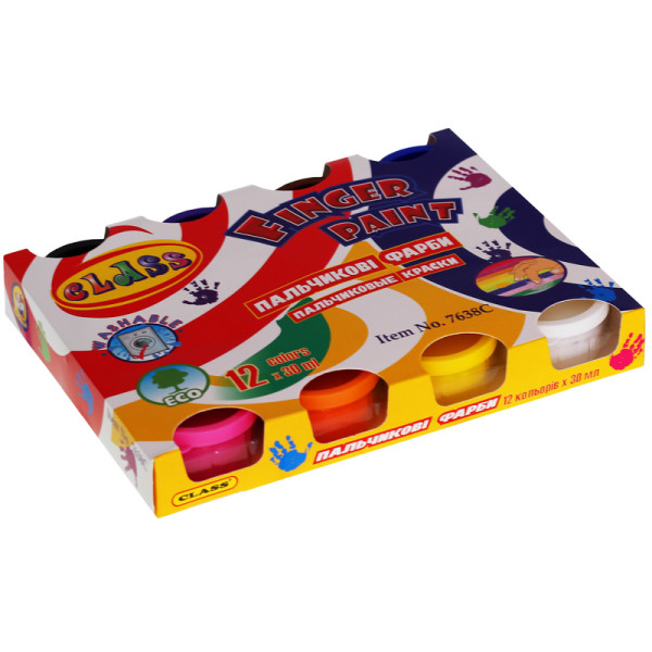 Finger paints "CLASS" 12 col. /7638C/ 360 ml.  (1/10/30)