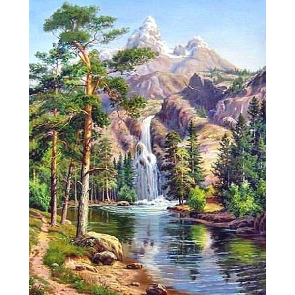 Diamond mosaic "Go to art" /187000/ "Waterfall" 40*50 cm (GL)