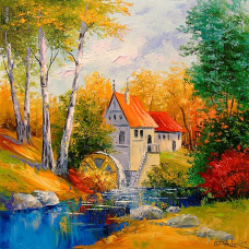 Алмазна мозаїка "Go to art" /177145/  "Млин у лісі" 30*30см