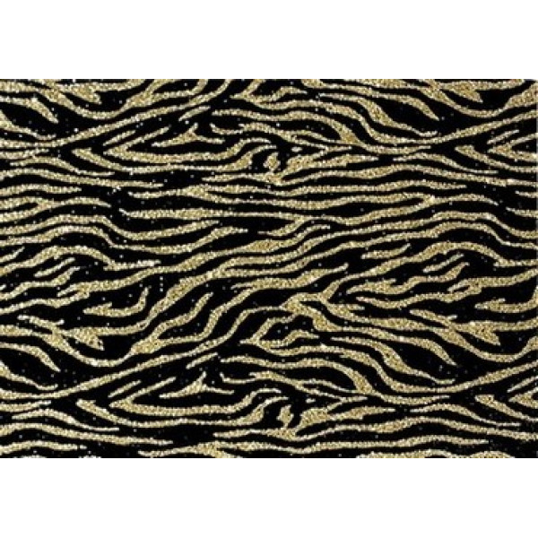 Flexica (foamiran) "WB" /10513/ 20*30 cm, with glass. Tiger Print, GOLD with BLACK, 2mm (10 sheets/pack) (1/100)