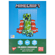 Картон цветной А4/10л "YES" /955456/ "Minecraft" двусторонний, папка (1/25)