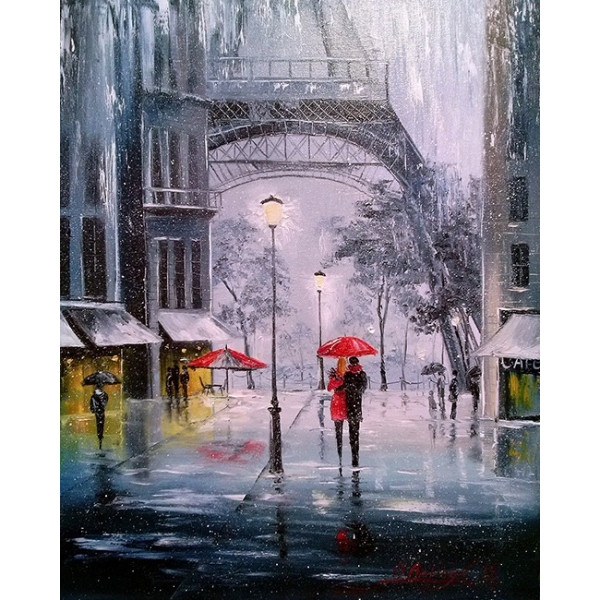 Diamond mosaic "Go to art" /177112/ "The first snow in Paris" 30*40 cm