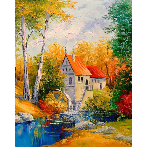 Diamond mosaic "Go to art" /177114/ "Mill in the forest" 30*40cm