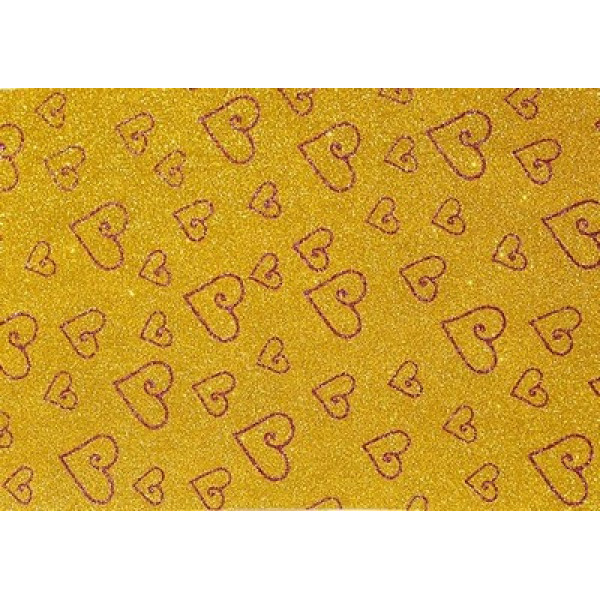 Flexica (foamiran) with glass. "WB" /10515/ 20*30cm hearts PURPLE WITH GOLD 2mm (10 sheets/pack) (1/100)