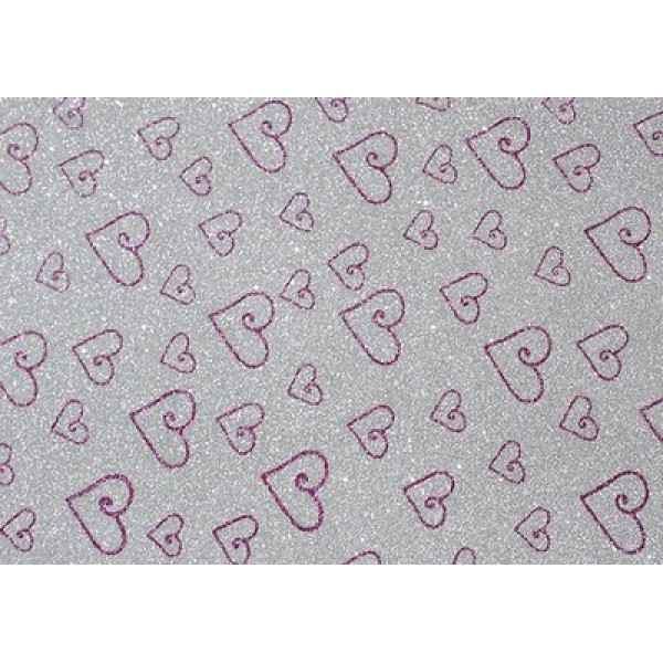Flexica (foamiran) with glass. "WB" /10516/ 20*30cm hearts PURPLE WITH SILVER 2mm (10 sheets/pack) (1/100)