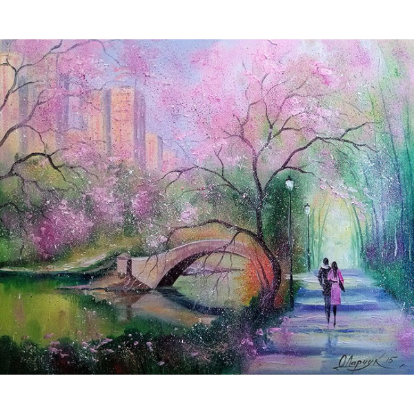 Diamond mosaic "Go to art" /177103/ "Spring walk in the park" 40*50 cm